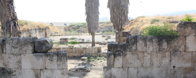 The side entrance leads from the outside right into the mosque and proves that at the time the palast was built there already was a Muslim community in Khirbat al-Minya. (photo: Hans-Peter Kuhnen)